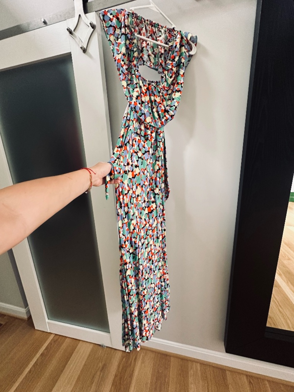 RIXO Maxi Dress · Open Back · Neck Tie · Off-Shoulder